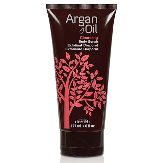 Body Drench Argan Oil Body Scrub for Women – Body Exfoliator Scrub & Deep Cleansing Skin Polish for Smooth Skin, Removes Dead Skin Cells, 6 fl oz