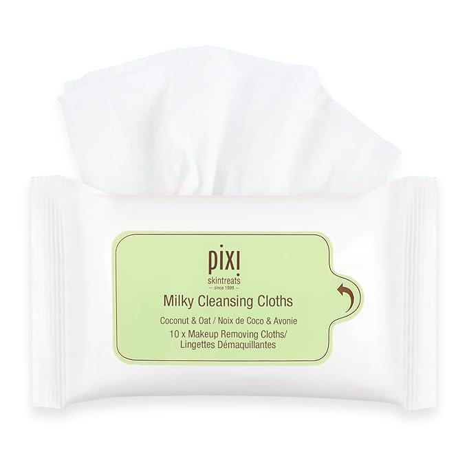 Pixi Beauty Milky Cleansing Cloths |Cleansing, Soothing, and Hydrating Disposable Face Towelettes| Pack of 10 Face Wipes