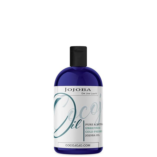 Dr Joe Lab Jojoba Oil Organic, for Hair Growth, Skin, Face, 100% Pure Natural, Cold Pressed, Deep Moisturizing Anti-Aging, Essential Oils - 8 Fl Oz