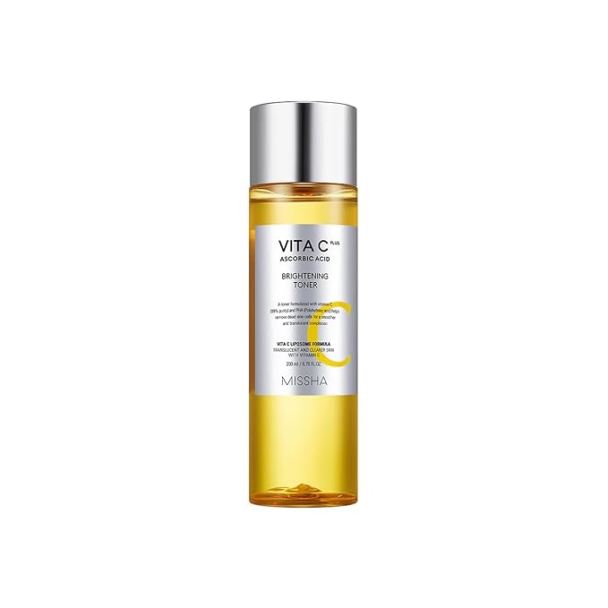 MISSHA Vita C Plus Brightening Toner 6.76 Fl oz/200ml, Lightweight, Fast-Absorbing Facial Toner, Vitamin C Skin Care for Dark Spots & Uneven Tone, Korean Skin Care for Dull, Oily Skin
