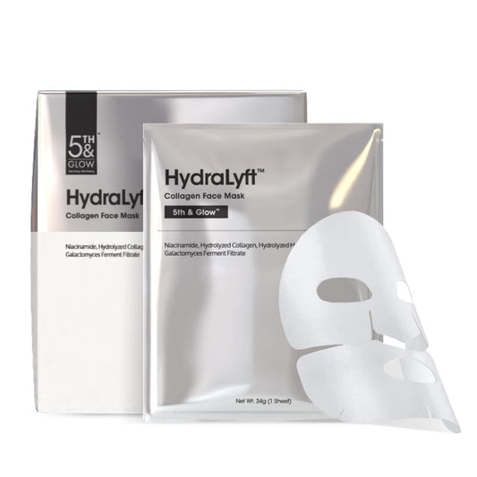 Hydralyft Collagen Face Mask – Korean Hydrogel Sheet Mask with Hyaluronic Acid & Niacinamide for Deep Hydration, Firming & Anti-Aging – Glass Skin Collagen Mask for Youthful Glow – 4 Sheets