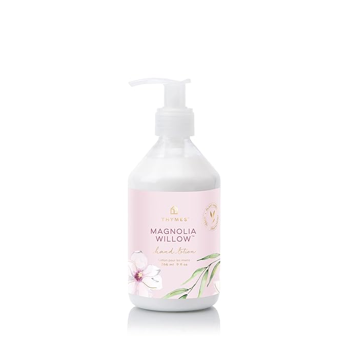 Thymes Moisturizing Hand Lotion for Dry Skin - Moisturizer for Beauty and Personal Care - Luxury Hand Lotion for Women & Men with Shea Butter & Aloe Vera (Magnolia Willow, 9 fl oz)