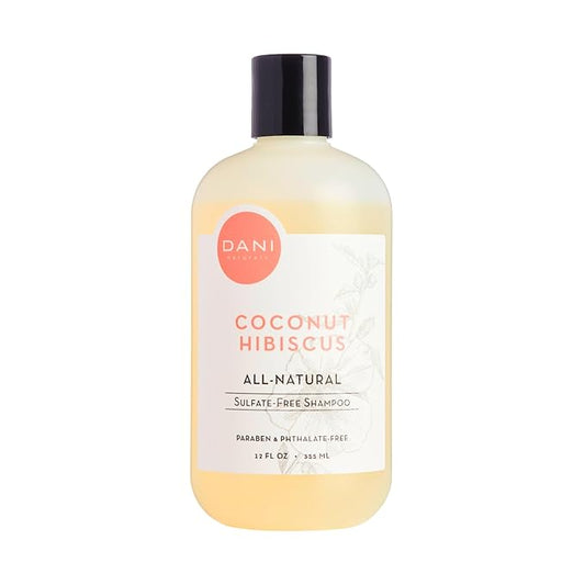 DANI Naturals Moisturizing Shampoo - Coconut Hibiscus - Sulfate-Free, Strengthens & Conditions Dry, Thin, Damaged Hair - Color-Safe, Organic Ingredients, 12 oz