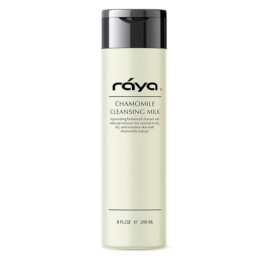 Raya Chamomile Facial Cleansing Milk 8 oz (152) | Gentle, Soap-Free Fluid Cleanser and Make-Up Removing Lotion for Dry and Sensitive Skin | Helps Calm Irritations and Refine Pores