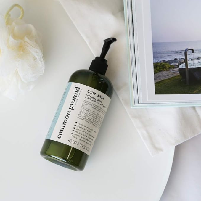 COMMON GROUND Natural Body Wash - Paraben & Cruelty Free, Vegan, Plant-Based, Botanical Freesia Scent & Avocado Oil Extracts - All Skin Types, Men & Women, Sensitive