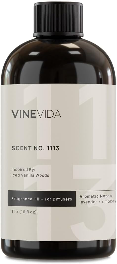 VINEVIDA [16 Fl Oz] Scent NO. 1113 Fragrance Oil for Cold Air Diffusers, Aromatic Notes of Vanilla, Lavender, Smokey & Woodsy Notes Essential Oils for Diffuser Oil Refill & Air Freshener Spray