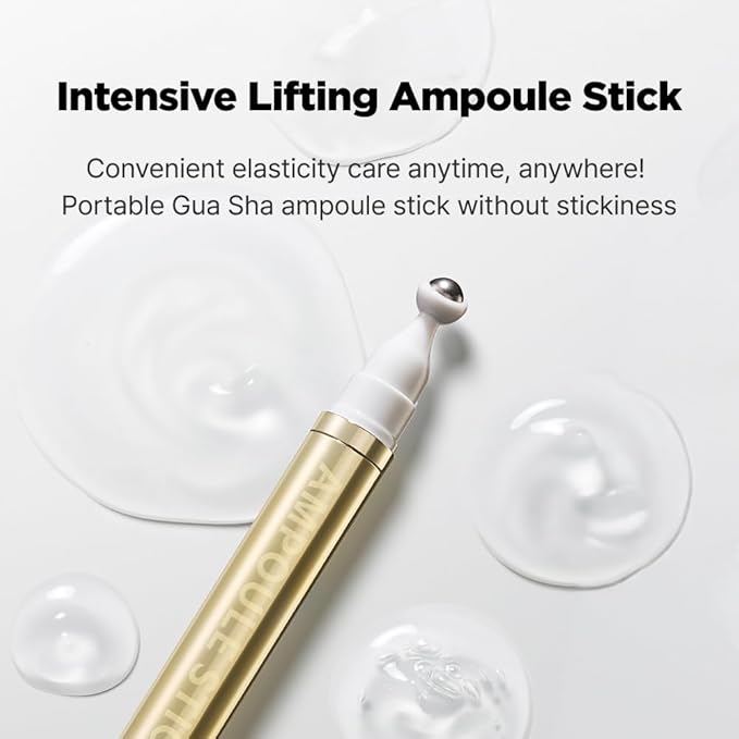 ISOI Intensive Lifting Gua Sha Ampoule Stick, Eye Roller, Under Eye Serum for Dark Circles, Puffy Bags, and Wrinkles with Bulgarian Rose Oil & Peptide Complex, Korean Skin Care (1 fl.oz, 15mlx2)