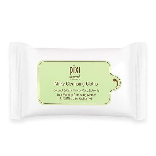 Pixi Beauty Milky Cleansing Cloths |Cleansing, Soothing, and Hydrating Disposable Face Towelettes| Pack of 10 Face Wipes