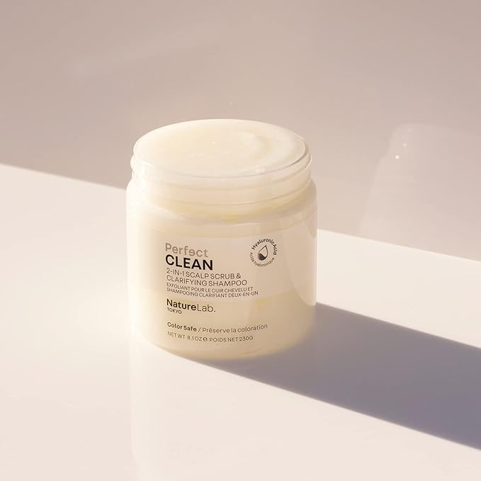 NatureLab.TOKYO Perfect Clean 2-in-1 Scalp Scrub & Clarifying Shampoo | Exfoliating Sugar Crystals with Probiotic Sake Water & Hyaluronic Acid for Deep Scalp Cleanse, Shine, & Hydration – 8.1 oz