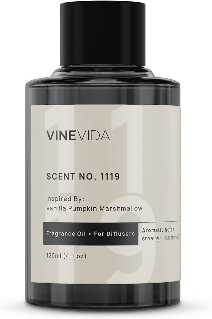 VINEVIDA [4 Fl Oz] Scent NO. 1119 Fragrance Oil for Cold Air Diffusers, Aromatic Notes of Marshmallow Cream Pumpkin, Essential Oils for Diffuser Oil Refill & Air Freshener Room Spray