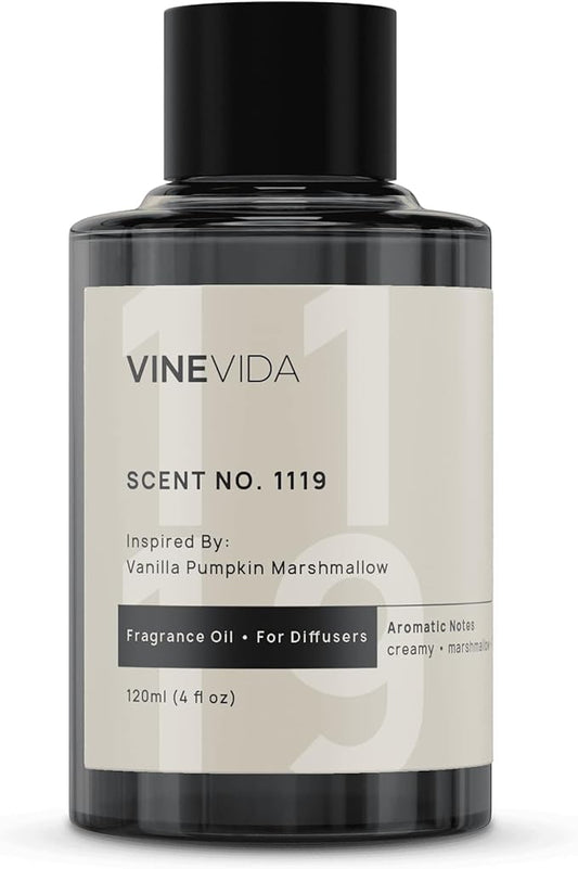 VINEVIDA [4 Fl Oz] Scent NO. 1119 Fragrance Oil for Cold Air Diffusers, Aromatic Notes of Marshmallow Cream Pumpkin, Essential Oils for Diffuser Oil Refill & Air Freshener Room Spray