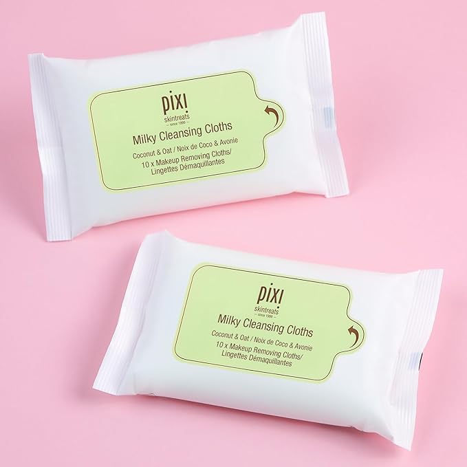 Pixi Beauty Milky Cleansing Cloths |Cleansing, Soothing, and Hydrating Disposable Face Towelettes| Pack of 10 Face Wipes