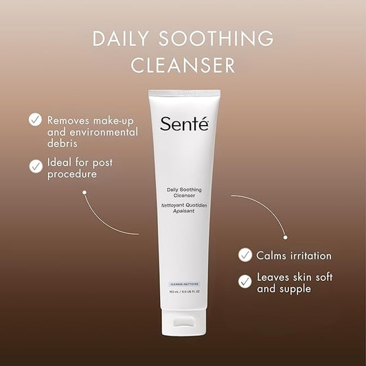 Sente Daily Soothing Facial Cleanser For Dry and Sensitive Skin - Gently Removes Oil, Impurities and Makeup - with Vitamin E - 5.5 Fl Oz