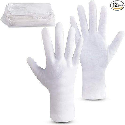HandLove Premium 100% Cotton Gloves | Moisturizing Gloves for Dry Hands & Eczema | Overnight Sleeping Gloves, Eczema Gloves | Extended Wrist White Gloves with Pure White, 12 Pairs