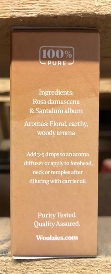 Woolzies Pure Fresh Essential Oil Blend | Rose & Sandalwood Therapeutic Grade Oil Blend | Use with Wool Dryer Balls or Oil Diffuser (1 Fl Oz)
