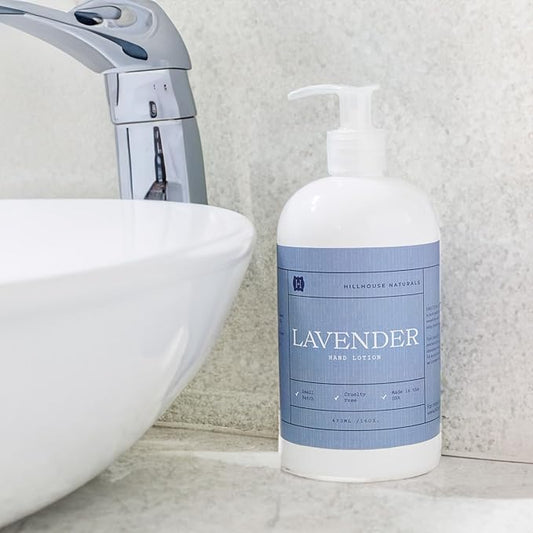 Hillhouse Naturals Lavender Hand Lotion 16oz - Enriched with Shea & Cocoa Butter for Soft, Velvety Skin - Lavender & Eucalyptus Essential Oils - Cruelty-Free, Small Batch, Made in the USA