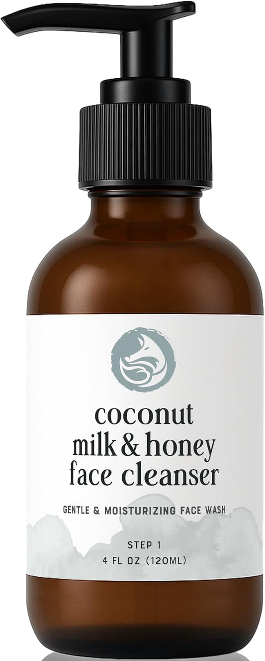 Hydrating Face Wash - Coconut Milk & Honey 4oz | Natural Daily Cleanser for All Skin Types — Gentle Non-Drying Formula, Fragrance-Free with Jojoba Oil & Aloe, Ideal for Sensitive & Dry Skin