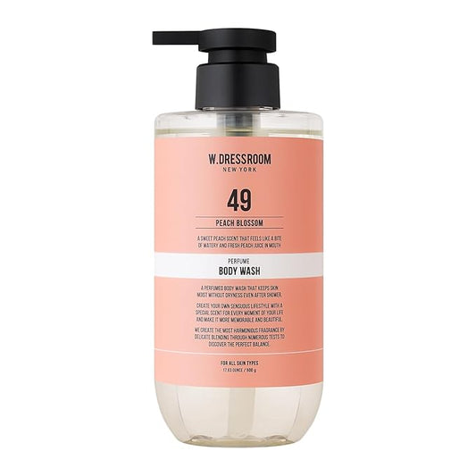 W.Dressroom Perfume Body Wash, Moisturizing Cleanser with Refreshing Scent, Gentle Hydrating Shower Gel, Korean Skincare, No.49 Peach Blossom Scent, 16.9 fl oz (500 ml)