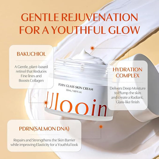 PDRN Glass Skin Cream – K-Beauty Hydrating & Revitalizing Face Cream with PDRN & Bakuchiol | Clinically Proven by Korean Skincare Clinic | Supports Skin Barrier, Smoothness, and Deep Moisture