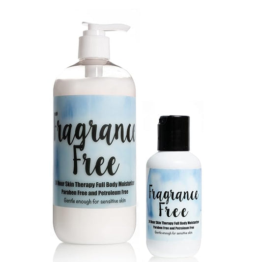 The Lotion Company 24 Hour Skin Therapy Lotion Combo Kit - Fragrance-Free, Zero Scent, Gentle Moisturizer for Sensitive Skin, Non-Greasy, Hydrating All-Day Care, Made in USA w/ travel size