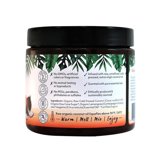 Whole Body Scrub - Infused with Coconut Oil, Exfoliating Sugar Scrub for Smooth and Soft Skin, Exfoliates & Restores Skin's Natural Biosphere, Lemongrass Tangerine 20 oz