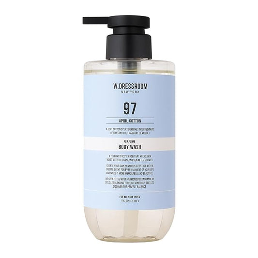 W.Dressroom No.97 April Cotton Perfumed Body Wash – Refreshing Citrus Musk Scent with Lime and Soft Vanilla, Moisturizing Shower Gel (16.9 fl oz)