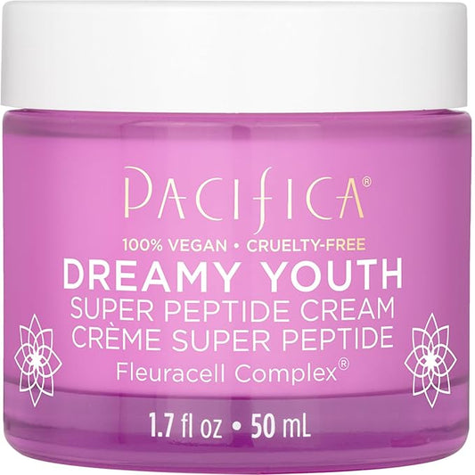 Pacifica Dreamy Youth Super Peptide Cream – Daily Anti-Aging Moisturizer with Concentrated Peptides & Floral Stem Cells, Hydrating Face Cream for Fine Lines & Wrinkles, Rejuvenates & Restores, Vegan