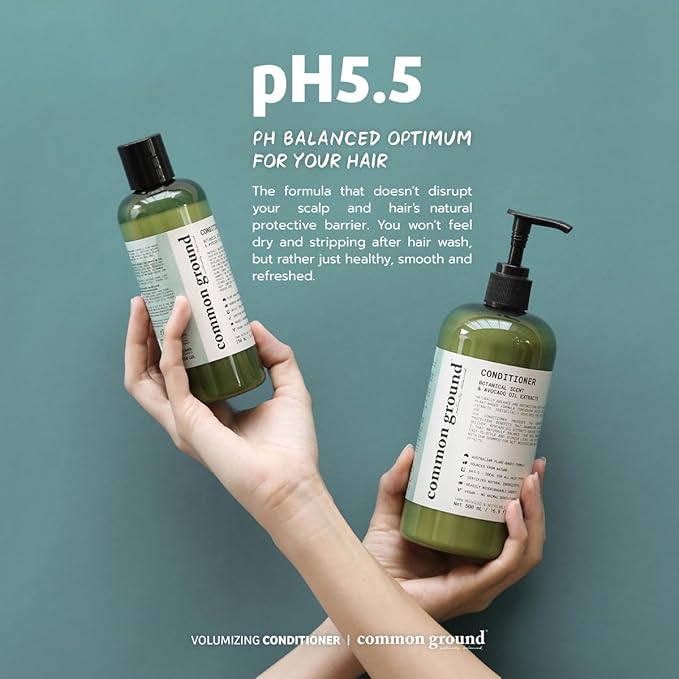 Common Ground Volumizing Natural Shampoo and Conditioner Set, Paraben and Cruelty Free, Vegan, Plant-Based Ingredients, Botanical Magnolia Scent and Avocado Oil Extract, for Men, Women