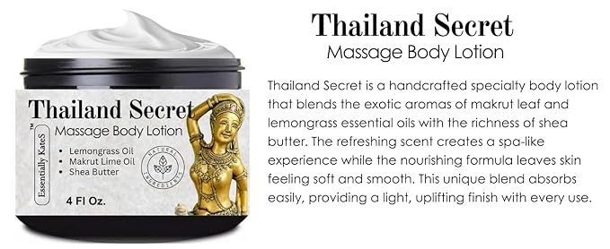 Thailand Secret Specialty Body Lotion 4 Fl Oz - Infused with Makrut Lime Leaf, Lemongrass Oil, Rosemary Oil and Shea Butter - Calming, Relaxing, and Hydrating (4 Fl Oz, Makrut Lime + Lemongrass)