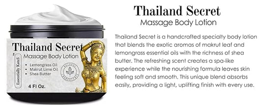 Thailand Secret Specialty Body Lotion 4 Fl Oz - Infused with Makrut Lime Leaf, Lemongrass Oil, Rosemary Oil and Shea Butter - Calming, Relaxing, and Hydrating (4 Fl Oz, Makrut Lime + Lemongrass)