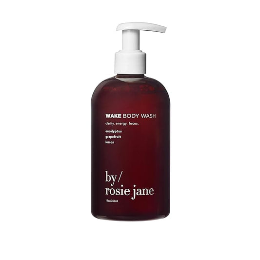 By Rosie Jane Wake Body Wash - Creamy, Hydrating Body Wash Made with Eucalyptus, Grapefruit & Lemon - Supports Skin Elasticity & Builds Collagen - Vegan & Non-Toxic (350ml)
