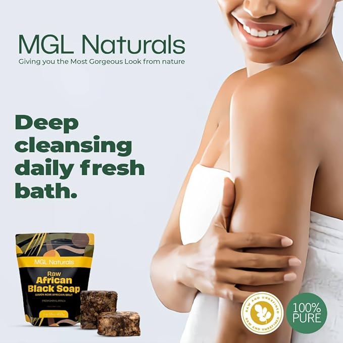 Raw African Black Soap, 1 lb.