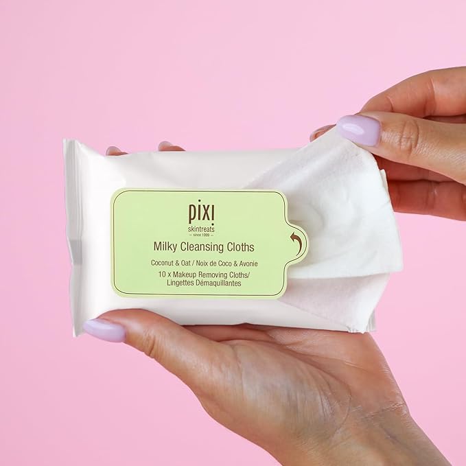 Pixi Beauty Milky Cleansing Cloths |Cleansing, Soothing, and Hydrating Disposable Face Towelettes| Pack of 10 Face Wipes