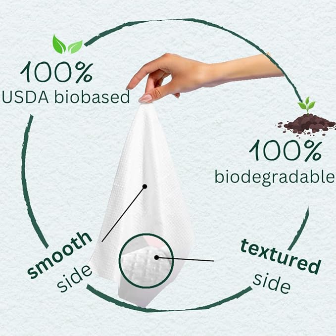 FRESH TOWELS Disposable Face Towels, Makeup Removal Face Towelettes & Dry Wipes, 300 Ct, 6 Packs