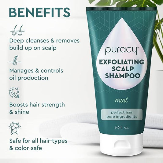 Puracy Scalp Scrub, 99.96% Natural Scalp Exfoliator, Hair Scrub, Scalp Exfoliator Scrub, Scalp Treatment, Scalp Cleanser, Dry Scalp Treatment, Scalp Care, Scalp Shampoo, Itchy Scalp Shampoo - Mint