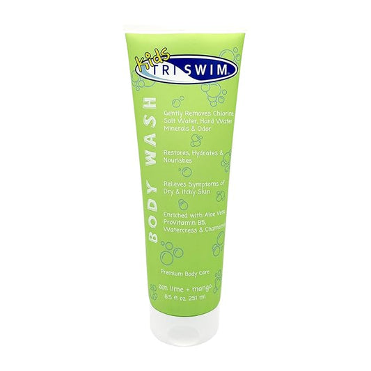 TRISWIM Chlorine Removal Body Wash 8.5oz | Removes Chlorine, Bromine, Hard Water Minerals & Saltwater | Hydrates & Restores Skin | Zen Lime + Mango Scent
