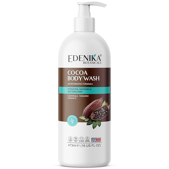 Cocoa Butter Body Wash, Cleanses, Hydrates & Nourishes, Deep Moisturizing Shower Gel for Dry and Sensitive Skin, Women & Men, Organic & Natural, 16 fl oz