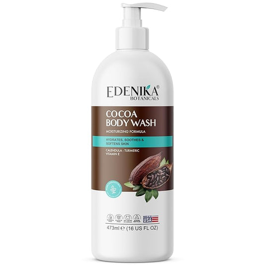 Cocoa Butter Body Wash, Cleanses, Hydrates & Nourishes, Deep Moisturizing Shower Gel for Dry and Sensitive Skin, Women & Men, Organic & Natural, 16 fl oz