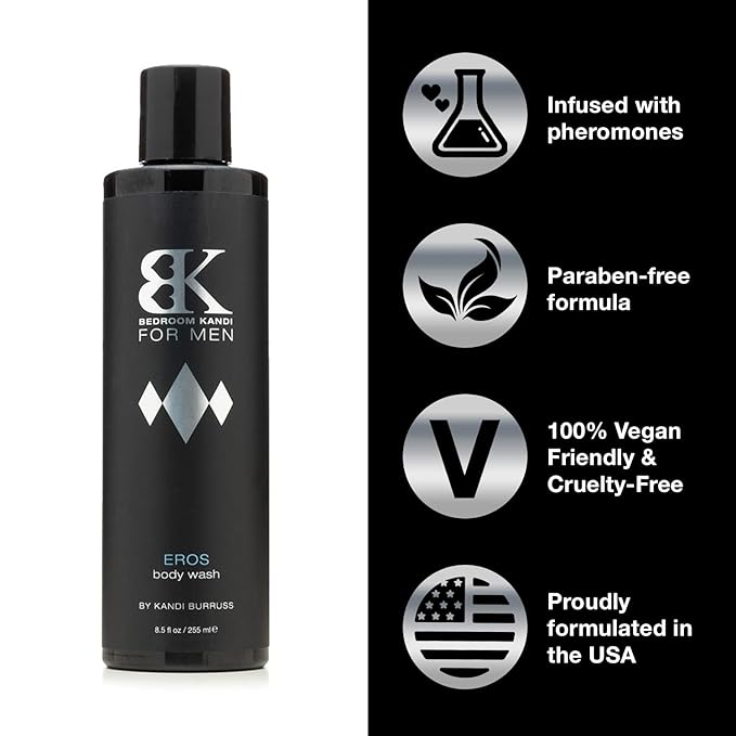 Bedroom Kandi for Men Body Wash | Pheromone Enhanced Moisturing & Deodorizing Wash | Eros Scent | Grooming Products for Men