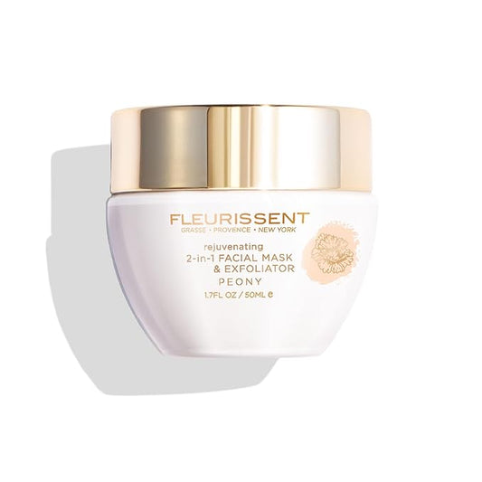 Fleurissent Enchanted Elixir – 2-in-1 Peony Facial Mask & Exfoliator – Revitalizing Floral Fusion, 99% Natural & COSMOS Organic Certified, 1.7 FL OZ for Healthy-Looking Skin