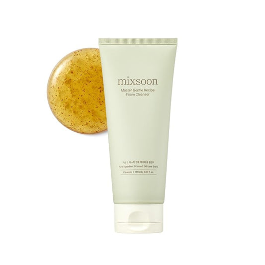 mixsoon] Master Gentle Recipe Foam Cleanser 5.07 fl oz / 150ml | Mild Exfoliation Cleanser for Dry and Sensitive Skin that Improves Skin Texture and Sebum Care | Vegan, Cruelty Free