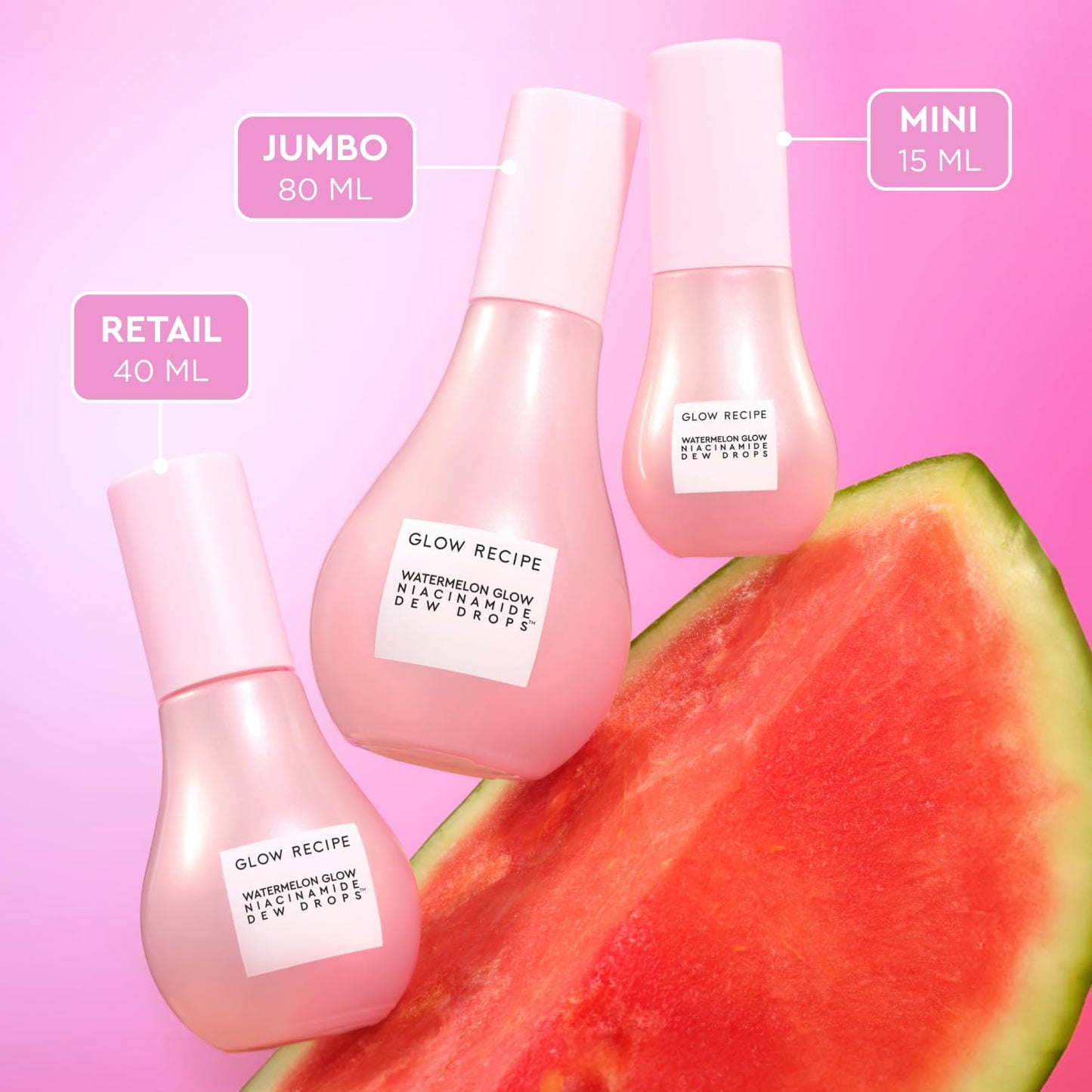 Watermelon Niacinamide Dew Drops - Brightening, Plumping Hydrating Face Serum, Makeup Primer + Liquid Highlighter with Hyaluronic Acid - Dewy & Glowing Korean Skin Care (40Ml)