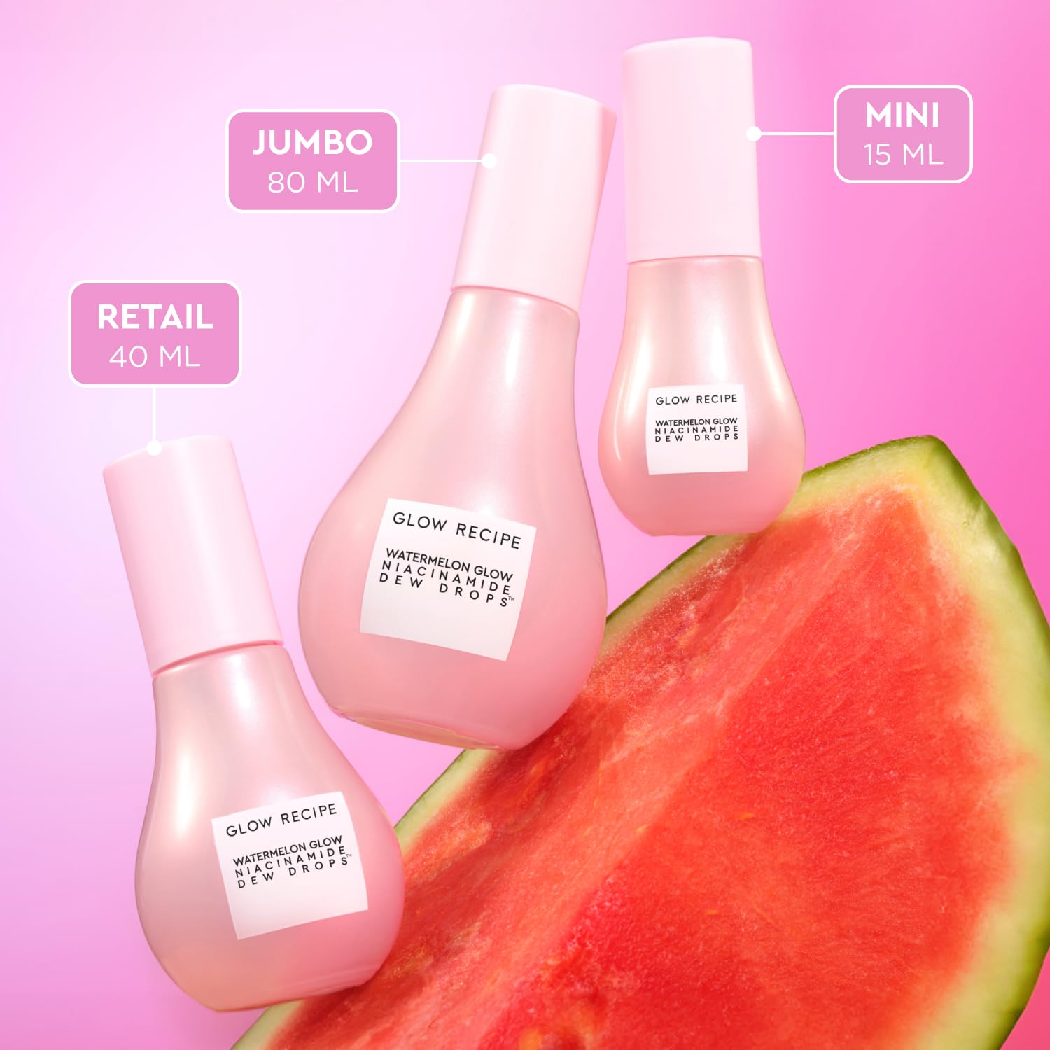 Watermelon Niacinamide Dew Drops - Brightening, Plumping Hydrating Face Serum, Makeup Primer + Liquid Highlighter with Hyaluronic Acid - Dewy & Glowing Korean Skin Care (40Ml)