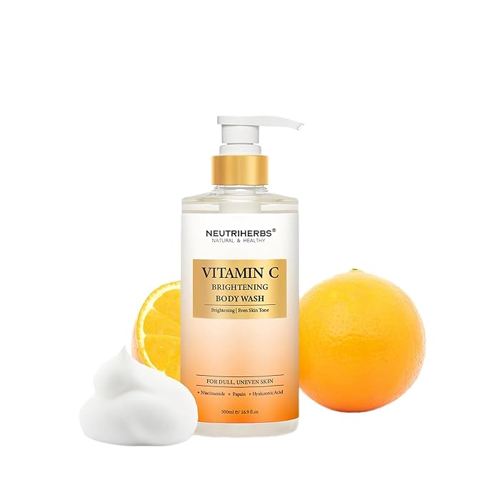 Neutriherbs Brightening Body Wash for Dull,Uneven Skin, Vitamin C Brightening Shower Gel For Women And Men, Daily Shower Soap With Papain, Niacinamide - Citrus Scent 16.9 Fl.Oz