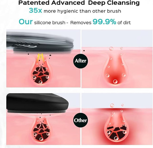 COSLUS Facial Cleansing Brush Face Scrubber : Portable Silicone Waterproof Rechargeable Face Wash Brush, 5 Cleansing Modes, Electric Deep Cleaning for Men & Women, Removing Blackhead, Exfoliating