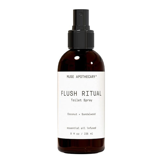 Muse Apothecary Flush Ritual - Aromatic & Refreshing Toilet Spray, Use Before You Go, 8 oz, Infused with Natural Essential Oils - Coconut + Sandalwood