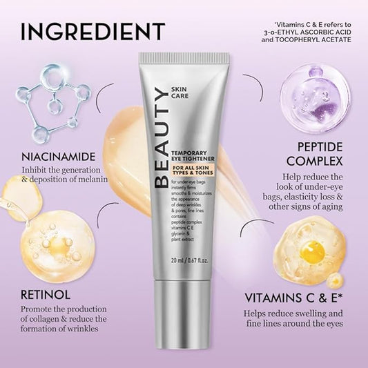Instant Eye Tightener Cream, Under Eye Bags Treatment, Fine Lines and Wrinkles, Easy-Wear Formula, 0.67 Fl Oz