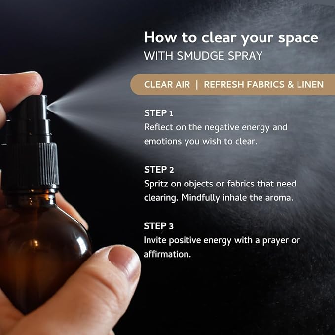 Palo Santo Smudge Spray for Protection & Energy Clearing (0.33 Ounce) - Clean, Smoke-free, Non Toxic alternative to Incense & Smudges