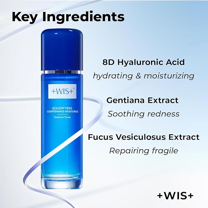 +WIS+ Power Hydrating Toner with Hyaluronic Acid, Effective Soothing for Sensitive Skin, Daily Face Skin Care for Dry to Normal Skin (4 fl.oz)