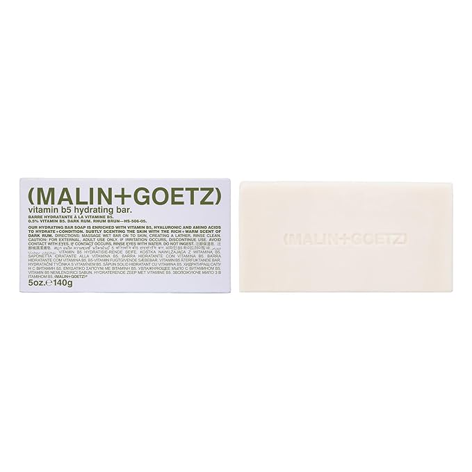 MALIN+GOETZ Vitamin B5 Hydrating Bar – Rum | Triple-Milled Skincare Bar with Vitamin B5, Hyaluronic Acid, Amino Acids + Shea Butter | Cleanses + Hydrates Skin | Rum Scent | Vegan + Cruelty-Free (5 oz)